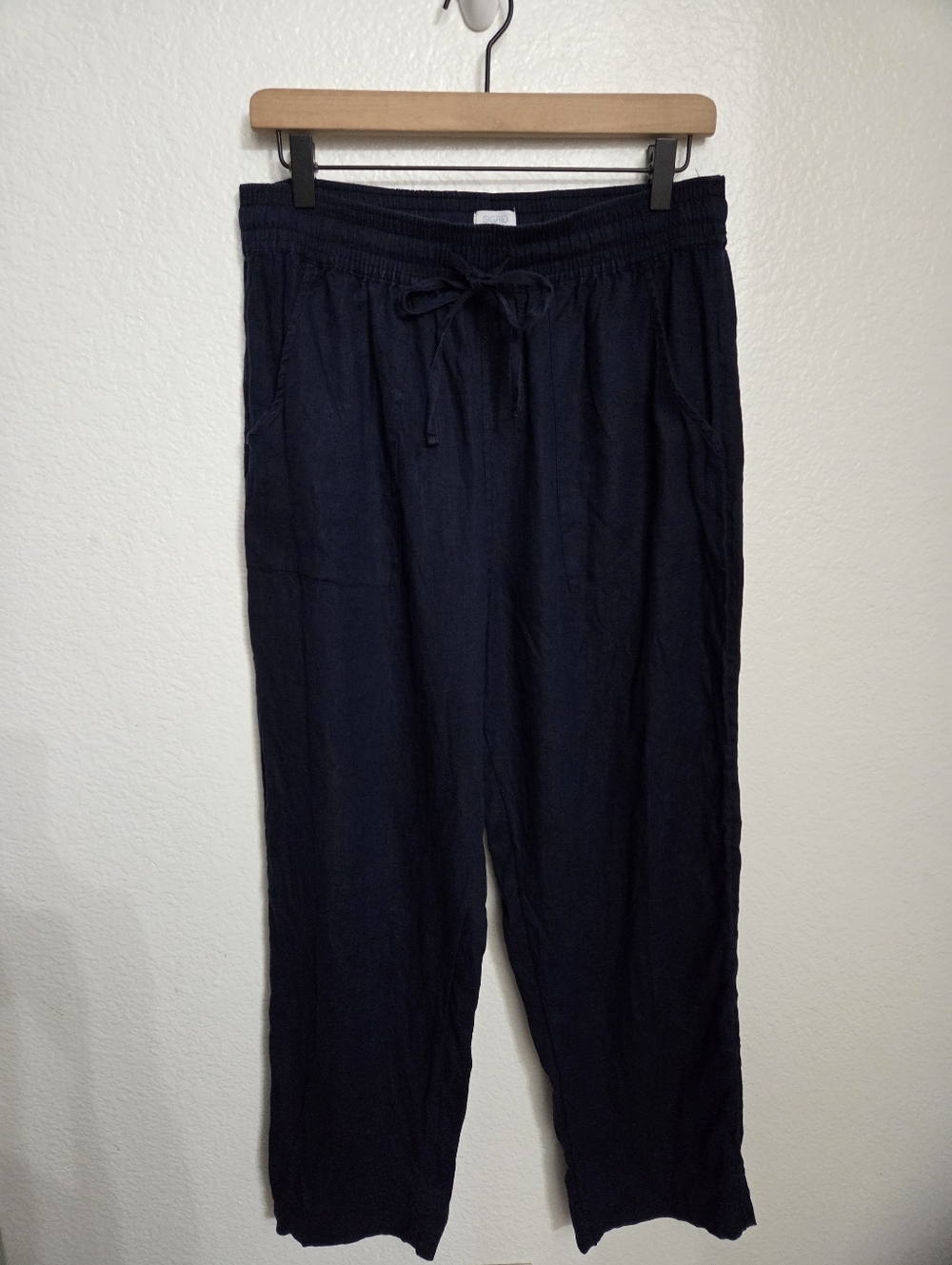 Sigrid Olsen Linen Pull On Pants Women's Size Large Navy Blue